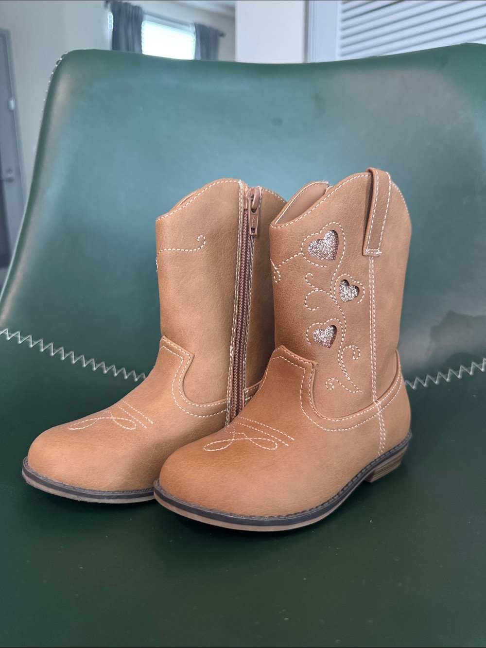 Gymboree Kids Tan Heart Accent Western Boots (8 Toddler)
